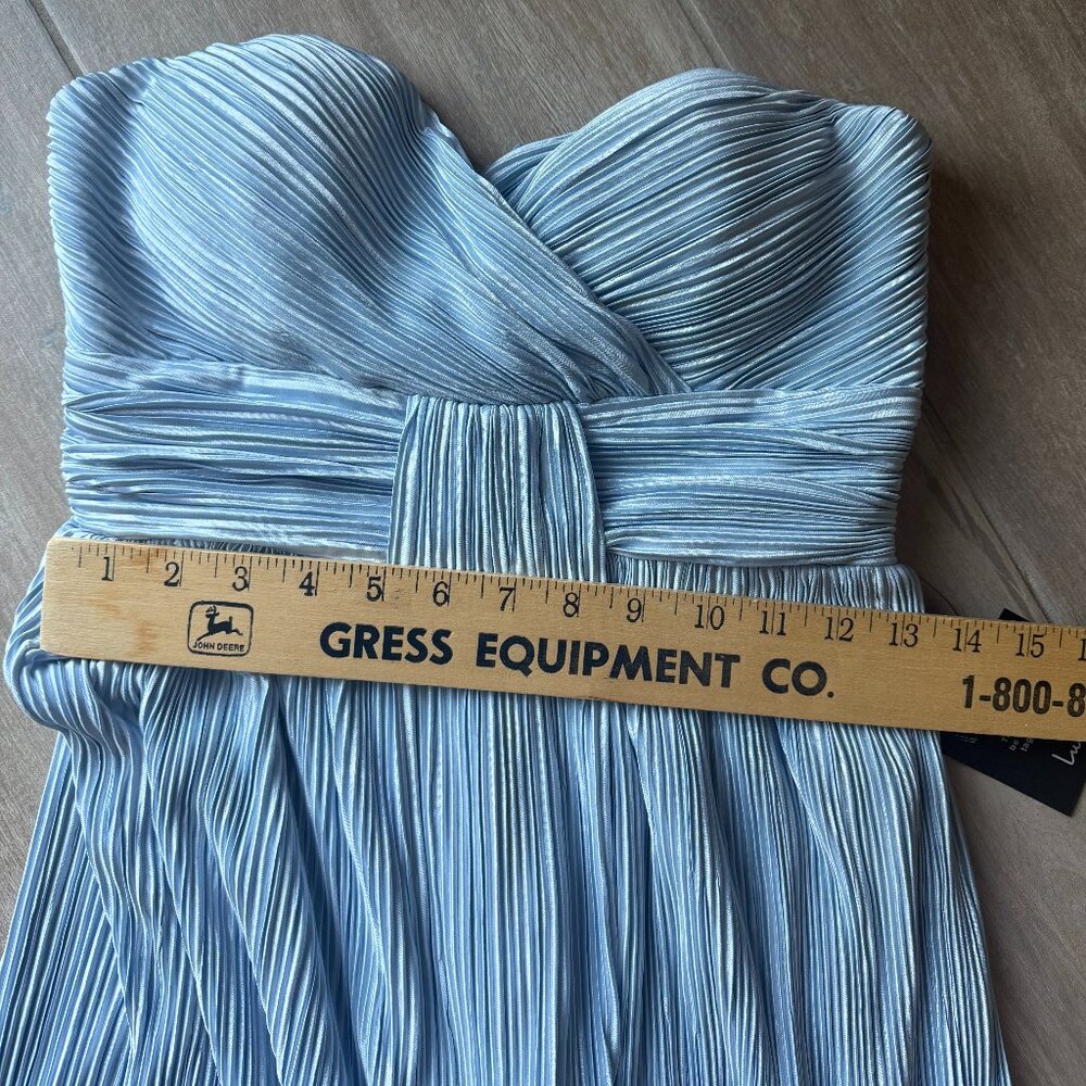 NWT Lulus Light Blue Satin Strapless Maxi Dress - Size Small - Picture 6 of 12